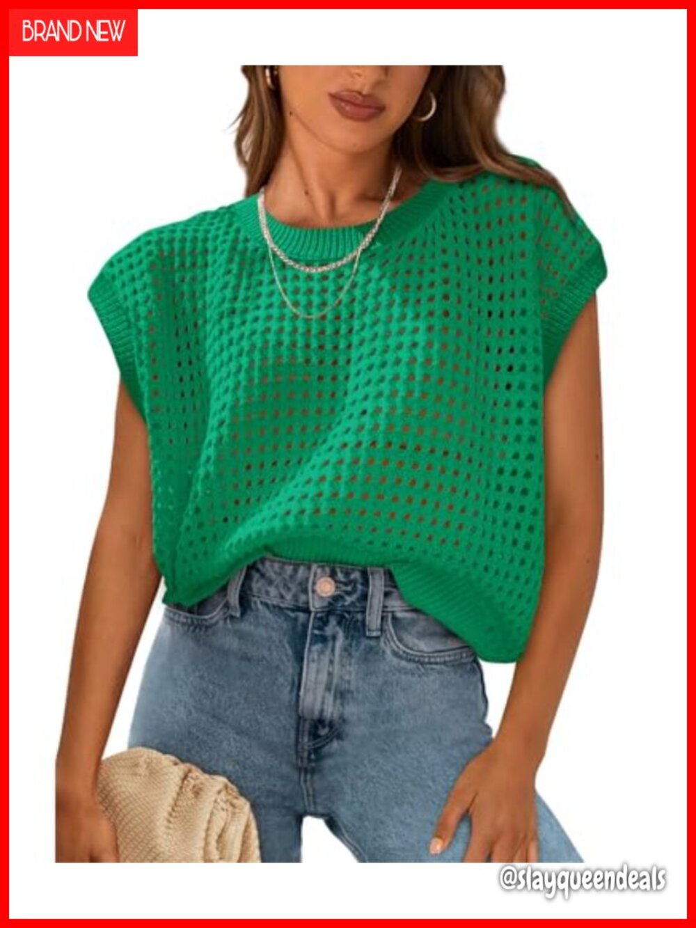 Crochet Cap Sleeve Sweater Top Cotton Boho Loose Fit Womens